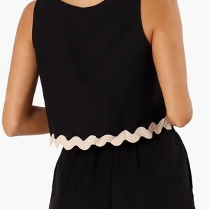 Katy Scalloped Trim Cotton & Linen Crop Tank & Shorts Set